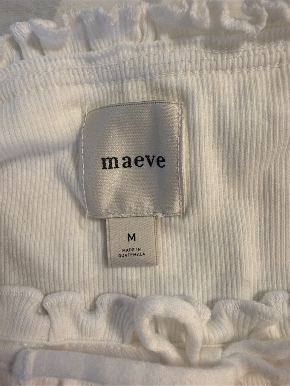 Maeve White Ruffled Ribbed Tank - Picture 2 of 4